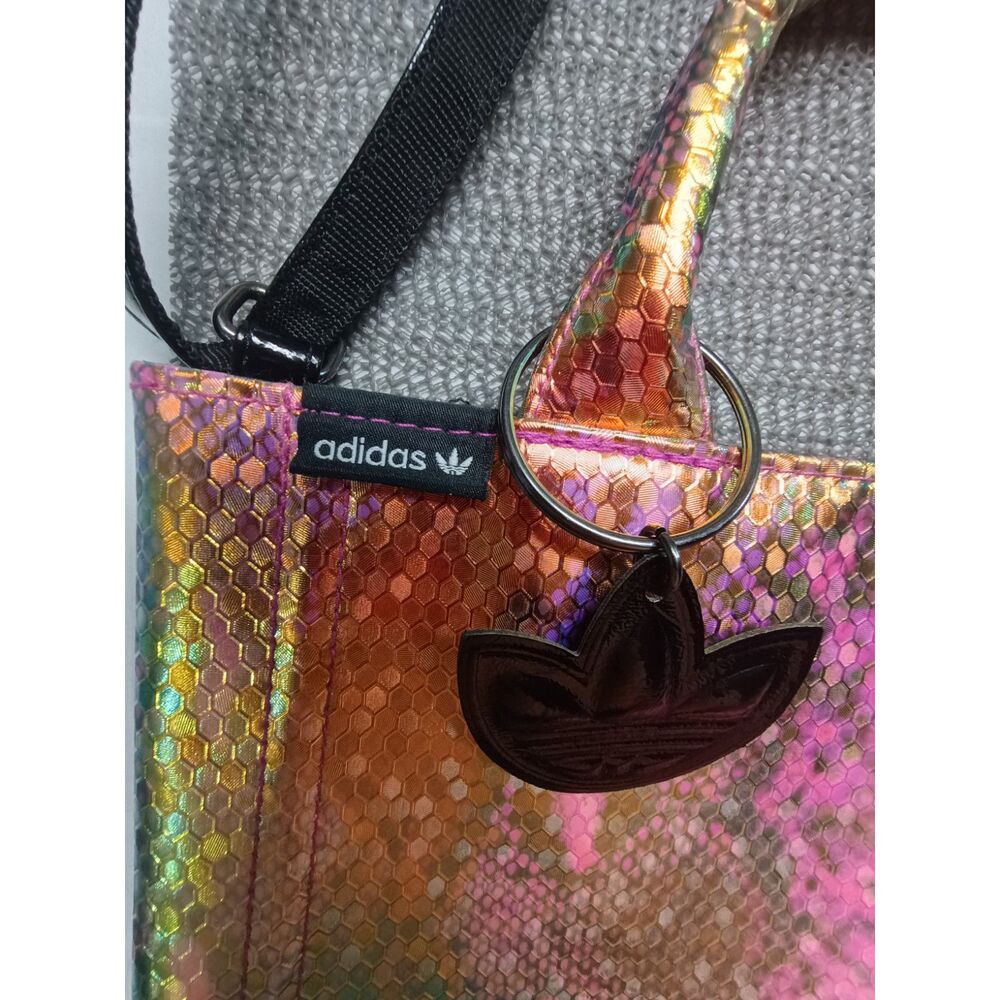 Adidas Originals Mini Shopper Bag With Iridescent Holographic Snakeskin Finish - Picture 2 of 5